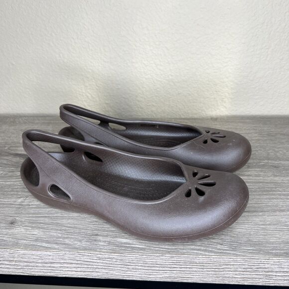 Crocs Kadee Slingback Slip On Ballet Flats Comfort Shoes Brown Womens Size 7 - Picture 3 of 7
